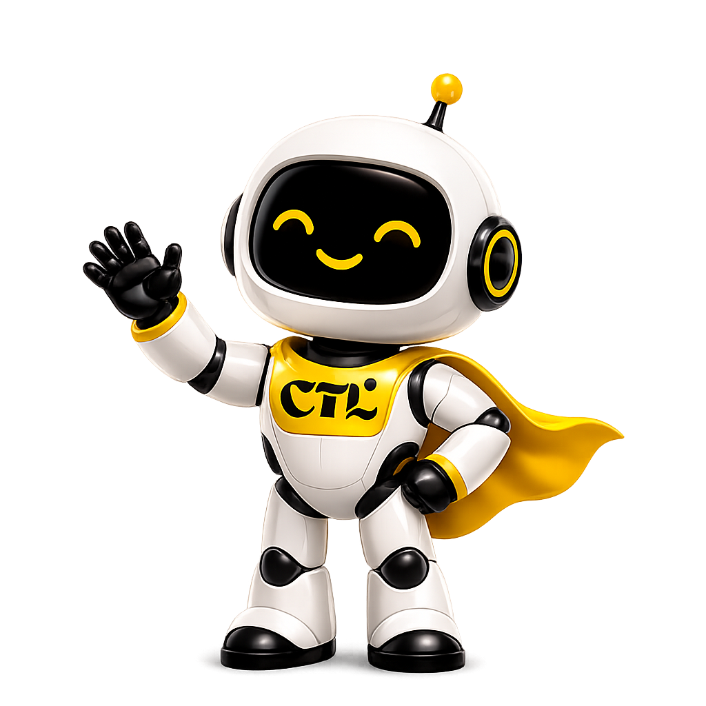 NEO, the CTL AI assistant mascot, waving